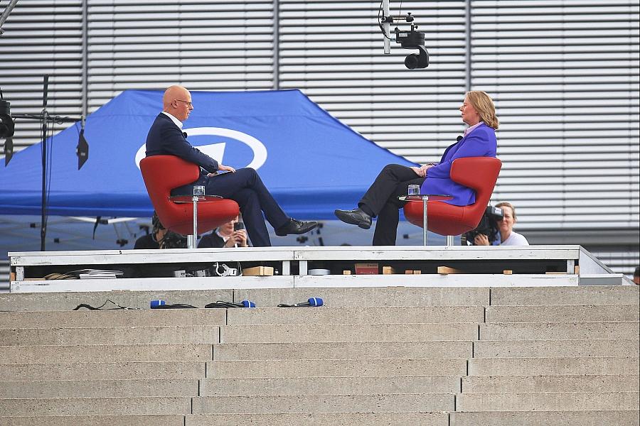 ARD-„Sommerinterview“ mit Bärbel Bas von Pro-Atomkraft-Protesten begleitet