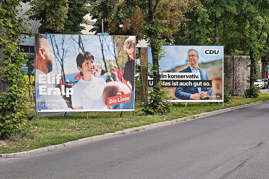Wahlplakate von Linkspartei und CDU für die Abgeordnetenhauswahl 2026(Archiv)